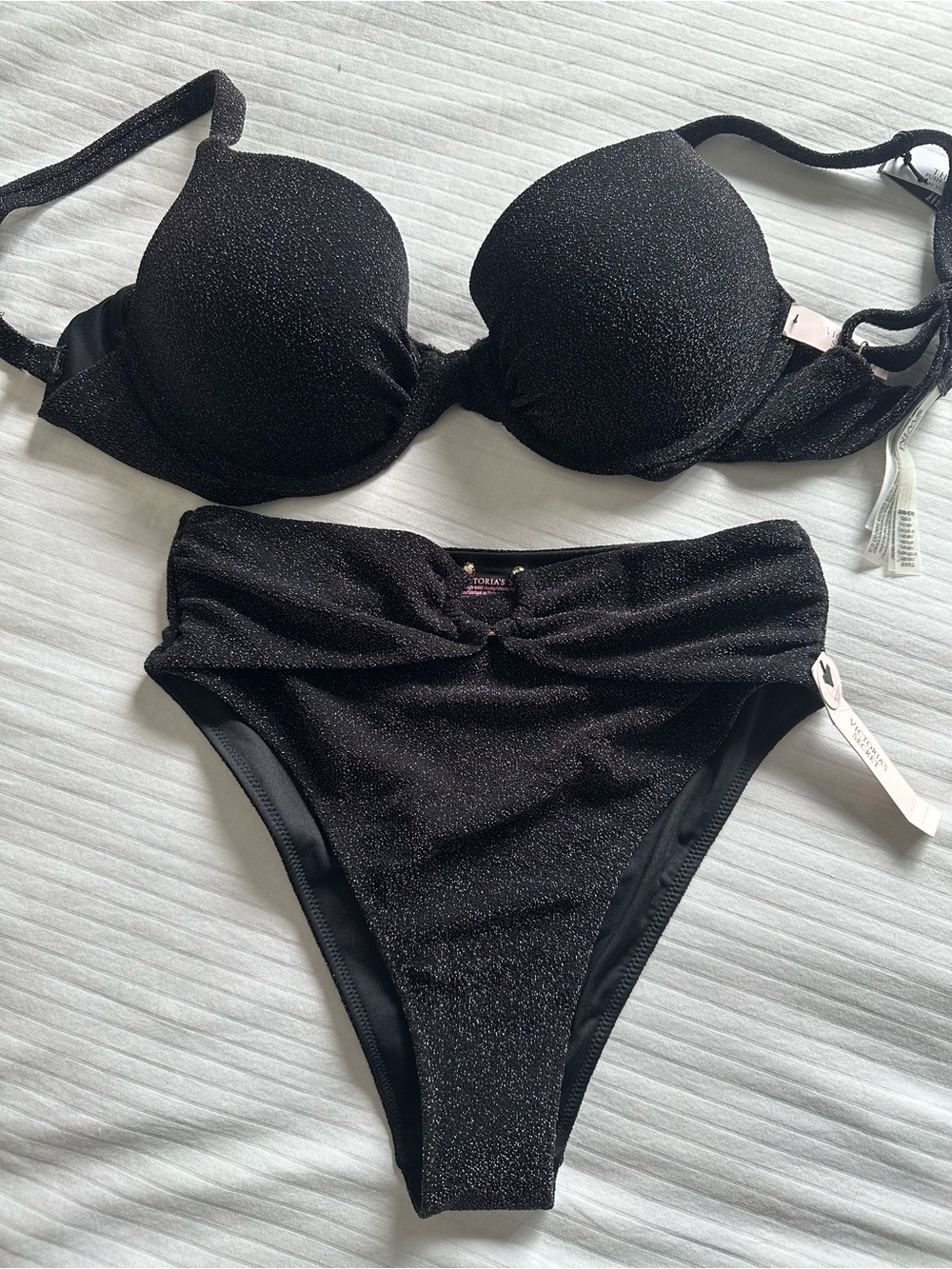 Victoria's Secret Black Shimmer Two-Piece Bikini Set